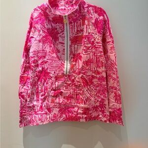 Lilly Pulitzer Pink Floral Quarter-Zip Top